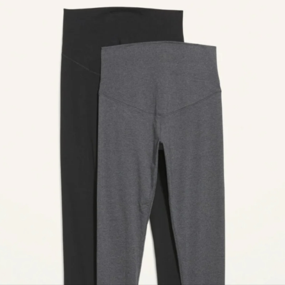 Set of solid black and gray maternity leggings